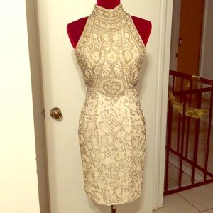 Adrianna Papell cream beaded dress